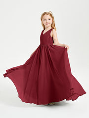 Elegant Sleeveless Junior Bridesmaid Dresses Burgundy