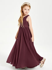 Elegant Sleeveless Junior Bridesmaid Dresses Cabernet
