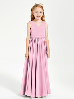 Elegant Sleeveless Junior Bridesmaid Dresses Candy Pink