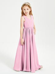 Elegant Sleeveless Junior Bridesmaid Dresses Candy Pink