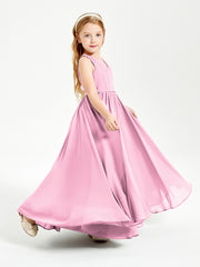 Elegant Sleeveless Junior Bridesmaid Dresses Candy Pink