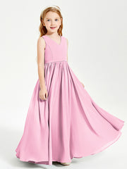 Elegant Sleeveless Junior Bridesmaid Dresses Candy Pink