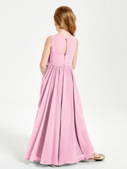 Elegant Sleeveless Junior Bridesmaid Dresses Candy Pink