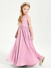 Elegant Sleeveless Junior Bridesmaid Dresses Candy Pink