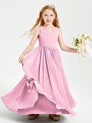 Elegant Sleeveless Junior Bridesmaid Dresses Candy Pink