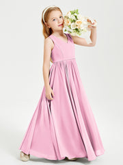 Elegant Sleeveless Junior Bridesmaid Dresses Candy Pink