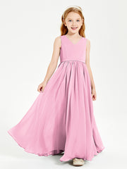Elegant Sleeveless Junior Bridesmaid Dresses Candy Pink