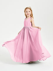 Elegant Sleeveless Junior Bridesmaid Dresses Candy Pink