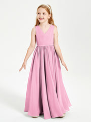Elegant Sleeveless Junior Bridesmaid Dresses Candy Pink