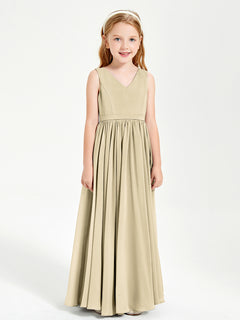 Elegant Sleeveless Junior Bridesmaid Dresses Champagne