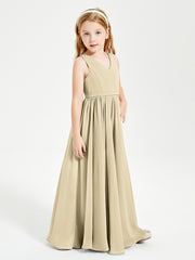 Elegant Sleeveless Junior Bridesmaid Dresses Champagne