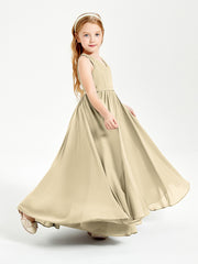 Elegant Sleeveless Junior Bridesmaid Dresses Champagne