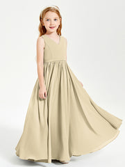 Elegant Sleeveless Junior Bridesmaid Dresses Champagne