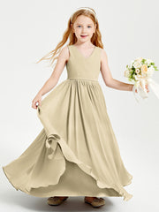 Elegant Sleeveless Junior Bridesmaid Dresses Champagne