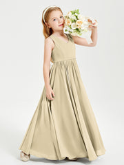 Elegant Sleeveless Junior Bridesmaid Dresses Champagne
