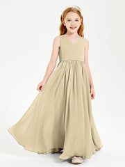 Elegant Sleeveless Junior Bridesmaid Dresses Champagne