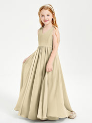Elegant Sleeveless Junior Bridesmaid Dresses Champagne