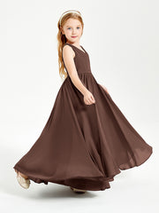 Elegant Sleeveless Junior Bridesmaid Dresses Chocolate