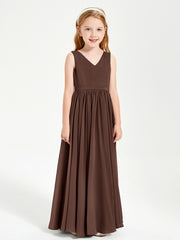 BABARONI Elegant Sleeveless Junior Bridesmaid Dresses Chocolate, Chocolate / J4 BABARONI Elegant Sleeveless Junior Bridesmaid Dresses Chocolate, Chocolate / J4