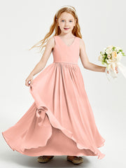 Elegant Sleeveless Junior Bridesmaid Dresses Coral