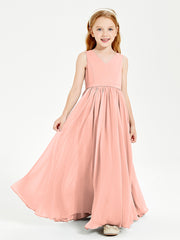 Elegant Sleeveless Junior Bridesmaid Dresses Coral