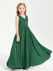 Elegant Sleeveless Junior Bridesmaid Dresses Dark Green