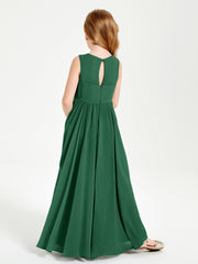 Elegant Sleeveless Junior Bridesmaid Dresses Dark Green