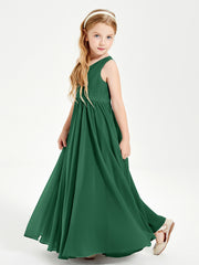 Elegant Sleeveless Junior Bridesmaid Dresses Dark Green