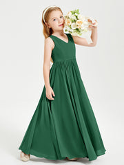 Elegant Sleeveless Junior Bridesmaid Dresses Dark Green