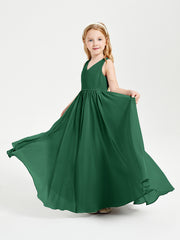 Elegant Sleeveless Junior Bridesmaid Dresses Dark Green