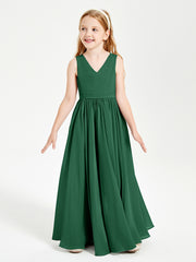 Elegant Sleeveless Junior Bridesmaid Dresses Dark Green