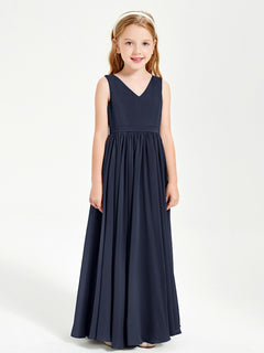 Elegant Sleeveless Junior Bridesmaid Dresses Dark Navy