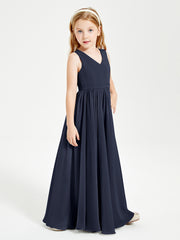 Elegant Sleeveless Junior Bridesmaid Dresses Dark Navy