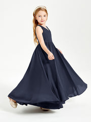 Elegant Sleeveless Junior Bridesmaid Dresses Dark Navy