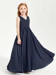 Elegant Sleeveless Junior Bridesmaid Dresses Dark Navy