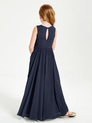 Elegant Sleeveless Junior Bridesmaid Dresses Dark Navy