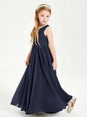 Elegant Sleeveless Junior Bridesmaid Dresses Dark Navy