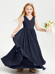 Elegant Sleeveless Junior Bridesmaid Dresses Dark Navy