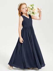 Elegant Sleeveless Junior Bridesmaid Dresses Dark Navy