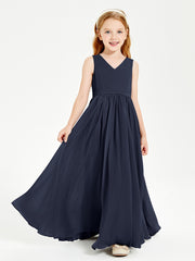 Elegant Sleeveless Junior Bridesmaid Dresses Dark Navy