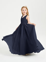 Elegant Sleeveless Junior Bridesmaid Dresses Dark Navy