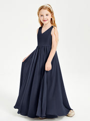 Elegant Sleeveless Junior Bridesmaid Dresses Dark Navy