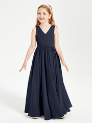 Elegant Sleeveless Junior Bridesmaid Dresses Dark Navy