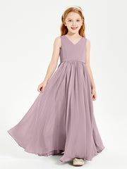 Elegant Sleeveless Junior Bridesmaid Dresses Dusk