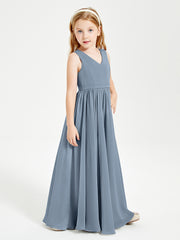 Elegant Sleeveless Junior Bridesmaid Dresses Dusty Blue