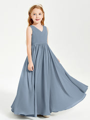 Elegant Sleeveless Junior Bridesmaid Dresses Dusty Blue