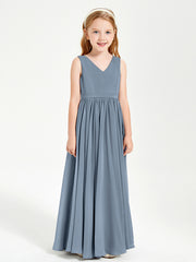 Elegant Sleeveless Junior Bridesmaid Dresses Dusty Blue