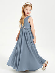 Elegant Sleeveless Junior Bridesmaid Dresses Dusty Blue