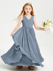 Elegant Sleeveless Junior Bridesmaid Dresses Dusty Blue