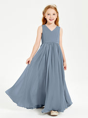 Elegant Sleeveless Junior Bridesmaid Dresses Dusty Blue